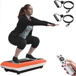 Natini Vibration Plate Exercise Machine Whole Body Vibration Platform Machine with Loop Resistance Bands for Home Fitness Training Equipment & Weight Loss (Orange)