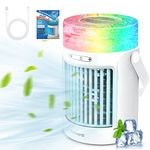XUKO Air Cooler, Portable Personal Mini Air Conditioner, 3 Speeds Mode 7 Colors LED Evaporative Cooler Air Conditioner, 4000mAh USB Rechargeable Desktop Cooling Fan for Home Office Dorm(600ML)