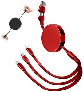 linseyCove Multi 3 in 1 Retractable Charging Cable, 2026 New Multi Charging Cable, Portable Charging Cable for Travel, Fast Charging Cable for Business Users (Red)