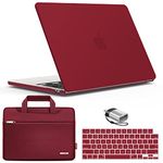 IBENZER Compatible with 2024 2023 2022 MacBook Air 13 inch case M3 A3113 M2 A2681, Hard Shell Case & Sleeve & Keyboard Cover & Type-C Adapter for Mac Air 13.6 with Touch ID, Wine Red, KK-WR+3