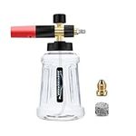 Foam Cannon Compatible with 1/4 Quick Release Pressure Washer, 1L Adjustable Snow Foam Lance Soap Dispenser with New Generation Adjustable Spray Nozzle (Black & Red)