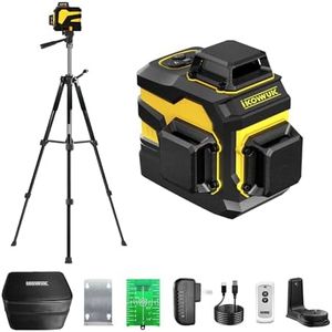 IKOVWUK Laser Level with Tripod, 3x360° Cross Line Laser for Construction and Picture Hanging, Level Tool with 5200 mAh Rechargeable Battery, Compact Adjustable 59.8-inch Tripod Included