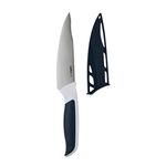 Zyliss Comfort Utility Knife, 13cm/5.25in, Japanese Stainless Steel, Non Slip Handle, Cover for Safety Black/White, Professional Kitchen Knife/Vegetable Knife, Dishwasher Safe