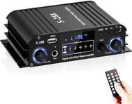 1200W Amplifier Home Audio 4 Channel, Bluetooth5.0 Small Amplifier, RMS 45Wx4, 300W*4 Peak Power Stereo Receiver With USB, SD, FM Class D Speaker Amp For Home Theater Karaoke RCA, Garage Stereo System