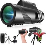 Monocular-Telescope 80x100 High Powered Monoculars High Definition for Adults High Powered with Smartphone Adapter Telescope Hunting Wildlife Bird Watching Travel Camping Hiking-Black