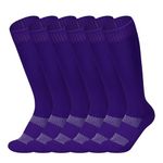 American Trend Girls Softball Socks 6 Pairs Baseball Softball Socks for Girls Youth Knee High Soccer Socks, Purple, Small