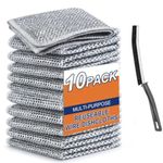 QONETIC 10 PCS Non-Scratch Wire Dishcloth & Gaps Cleaning Brush, Multipurpose Wire Dishwashing Rags for Wet and Dry, Easy Rinsing, Reusable, Wire Cleaning Cloth for Kitchen, Sinks, Pots (10 PCS)