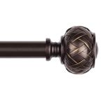 SZXIMU Curtain Rod 3/4 Inch Single Drapery Rods for Windows with Netted Texture Finials, 72-144", Bronze