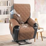 H.VERSAILTEX 100% Waterproof Nonslip Recliner Cover Stay in Place Recliner Couch Slipcover for Large Power Lift Recliner with Side Pocket Washable Reclining Furniture Protector,Terracotta/Beige