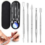 Bansusu Wax Carving Tools Sculpting Tools Clay Tools Dab Tool Stainless Steel Set with Metal Case for Jewellery, Sculpting, Modeling, Scraping Mini 5 Pcs (Silver)