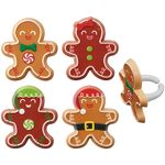 Christmas Holiday Gingerbread Friends Cupcake Rings - 24 pc