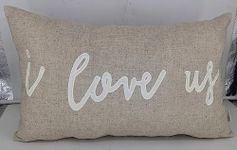 EURASIA DECOR I Love Us Embroidered Lumber Decorative Accent Throw Pillow Cover - Family, New Home, Master Bedroom - 14x24 Inches, Natural