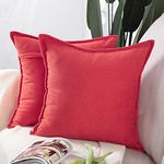 MADIZZ Set of 2 Short Chenille Throw Pillow Covers 16x16 Inch Red Soft Decorative Cushion Cover for Sofa Bedroom Pillow Shell