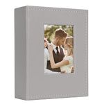 RECUTMS Photo Albums Hold 100 Photos Small Capacity 4x6 Picture Album with Leather Cover Mini 6x4 Photo Books Wedding Picture Books for Family Children Graduation Memory(Grey)