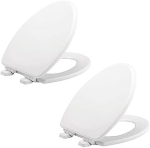 Mayfair Lannon Toilet Seat, Slow Close, Non Slip Heavy Duty Wood, Easy Install, Elongated, White, 2 Pack