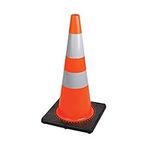 Pioneer 28" Premium PVC Flexible Safety Cone, Reflective Band (Traffic) Orange 70 Cm