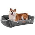 YITAHOME Medium Dog Bed Pet Sofa Bed, Super Soft Comfy Washable Dog Bed,Pet Bed with Anti-Slip Bottom,Soft Corn Velvet Pet Bed,64x53x20cm, Grey