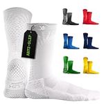 LUX Anti Slip Sport Grip Socks GripArray™ (Patented) Non-Slip Grips Technology, White, One Size