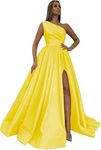 GUKARLEED Yellow Formal Prom Dresses Long Ball Gown for Women Plus Size One Shoulder Backless Formal Dress US 18, Yellow, 18 Plus