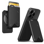 Aulumu G02 V2 Magnetic Wallet &Stand, Compatible with MagSafe, Adjustable Stand, Open ID Window, Magnetic Phone Wallet Stick on for iPhone 14/13/12 Series Black