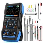 Oscilloscope Multimeter 2 Channel, WapoRich 3 in 1 Handheld Signal Generator Oscilloscope with 10MHz, 50 MSa/s, TRMS 9999 Counts, 7 Signal Waveforms, 32KB Storage Depth, Online Update