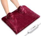 Heating Pad, Electric Heated Foot Warmer Soft Flannel with 2h Auto Off & 3 Temperature Settings Full Body Use for Feet, Hands, Back, Shoulders, Abdomen, Pain Relief, Pocket Design 16" x 22" Red