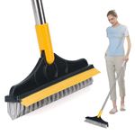 2 in 1 Bathroom Cleaning Brush with Wiper Toilet Brush 2 in 1 Tiles Cleaning Brush Floor Scrub Bathroom Brush with Long Handle 120° Rotate Bathroom (2IN1 Bathroom Cleaning Brush) (Black)