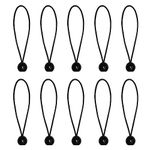 10 Pcs Small Bungee Cords, Black Bungee Cords With Balls, Adjustable Bungee Cords with Balls for Tent/Camping/Household Items/Canopies/Flags/Curtains