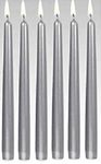 Kuber Selection Pack of 6 Pcs 9.5 Inch Designer Premium Silver Taper Pillar Candle 9.5 inch Long for Party,Daily use, Candle (Pack of 6 Pcs, Silver)