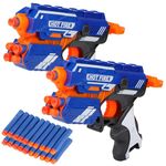 Toyshine Pack of 2 Foam Blaster Gun Toy, Safe and Long Range, 20 Bullets- Made in India, Blue