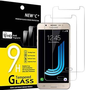 NEW'C Lot de 2, Verre Trempé pour Samsung Galaxy J5 2016 (SM-J510) Film Protection écran sans Bulles d'air Ultra Résistant (0,33mm HD Ultra Transparent) Dureté 9H Glass