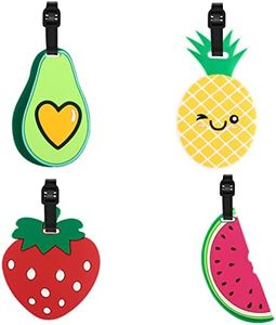 TamBee Luggage Tags for Suitcases Luggage Tags Labels Travel Suitcase Tags Secure Luggage Baggage Tags Labels with Buckles and Name ID Card(Fruit Set, 4 Pack)