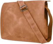 ANTONIO VALERIA Albert Premium Leather Messenger Bag for Men, Crazy Horse Cognac, Medium, Messenger Bag