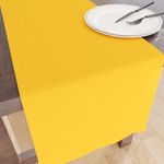 Encasa Table Runner Size 32x230 cm | Cotton Canvas Fabric | Sunbeam Yellow Solid Color | Machine Washable & Durable