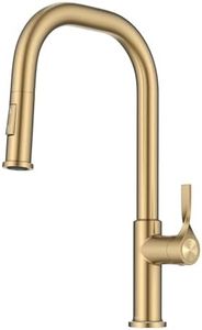 KRAUS Torak Pull Down Kitchen Faucet in Spot-Free Brushed Brass with 2 Function Sprayer, Pre-Attached Water Lines, and Mounting Hardware, KPF-2841SFBB