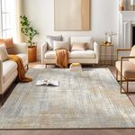 jinchan Area Rug 5x7 Abstract Sketch Distressed Taupe Multi Print Non-Slip Washable Rug Bedroom Thin Rug Colorful Overdyed Mat Kitchen Rug Contemporary Carpet Living Room Play Mat