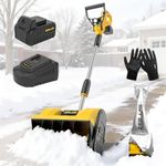 Cordless Electric Snow Shovel, 20V 12-Inch Snow Blower Cordless with Directional Plate and Adjustable Front Handle, Equipped with LED Lights for Driveway, Steps, and Walkways(4Ah Battery and Charger)