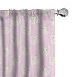 Ambesonne Easter Bunny Window Curtains, Baby Rabbit with Ribbons Floral Spring Themed Soft Pink Tones Animals, Lightweight Decorative Panels Set of 2 with Rod Pocket, 56" x 84", Rose and Champagne