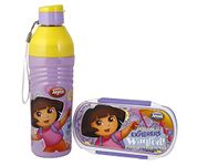 Jewel Original Licensed Disney Marvel Crispy wavee lunch box and water bottle set for Kids | Cartoon Lunch box and water bottle set | Food Grade Plastic| Dora