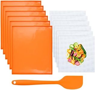 Aemygo 6 Pcs Silicone Dehydrator Sheets with Edge, Reusable Mesh Dehydrator Mats with Scraper, Non-Stick Fruit Leather Trays, Square Food Dryer Mat Dehydrator Sheets For Liquid Meat Vegetables Herbs