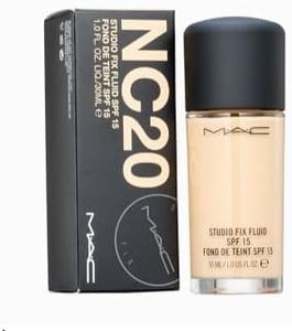 MAC Studio Fix Professional Waterproof oil-free Longlasting Liquid 24-hour colour-true foundation Matte Finish For Women, Girls 30 mL (NC20)