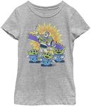 Disney Little, Big Pixar Toy Story Vintage Buzz Girls Short Sleeve Tee Shirt, Athletic Heather, Medium