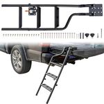 POKIAUTO Universal 45" Foldable Pickup Truck Tailgate Ladder, Heavy Duty Folding Tailgate Step Ladder with Lock Device Universal Fit for Pickup Truck (F250, RAM 2500 etc.) Accessories