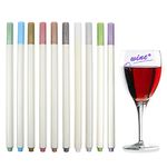 10 Pieces Wine Glass Markers, Metallic Wine Glass Pens, Wine Glass Wet Erase Markers for Weddings, Banquets, Parties