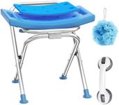 Medhelp Upgraded Folding Shower Chair, Stainless Steel Foldable Shower Seat for Inside Bathtub, Lightweight & Portable Travel Shower Stool, Anti-Slip Feet Bath Chairfor Elderly, Disabled, Injured