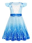 Jurebecia Elsa Nightgowns for Toddler Girls Princess Nightdress Flutter Sleeves Sleepwear Nightie Dress 2-3 Years Blue