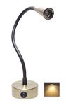 Mufasa 3 Watts Conical Antique Brass LED Bedside Wall Light Surface Mounted Spotlight Reading Light Night Lamp Long Arm 28Cm Gooseneck (Pack of 1) (Warm White)