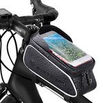 Bike Frame Bag, Bike Phone Mount, Waterproof Cycling Front Top Tube Pouch Bicycle Frame Phone Holder Pannier Crossbar Storage Bags for iPhone 12 11 Pro Max XS XR X 8 7 6 6S Plus Smartphone Below 6.5''