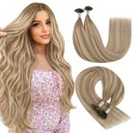 YoungSee U Tip Human Hair Extensions Balayage U Tip Hair Extensions Real Human Hair Remy Light Brown Ombre Blonde U Shape Hair Extensions Human Hair 22Inch Hot Fusion Hair Extensions for Women 50s/50g