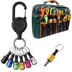 Navaris Drill Bit Holder Set with Retractable Carabiner - for All 1/4" Shank Power Tools - Easy One-Handed Operation - Impact Driver Screwdriver Hex Bits Extension